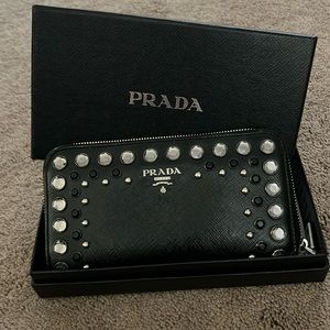 Parada Saffiano Rhinestone zip wallet